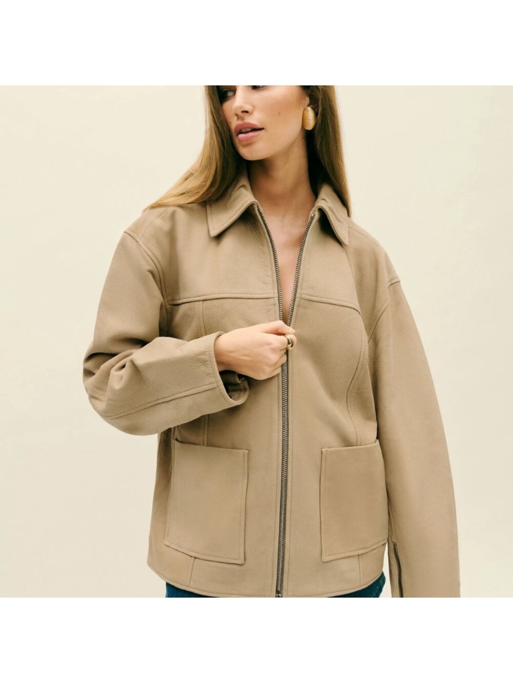 NWT Reformation Veda Bennett Oversized Leather Bomber